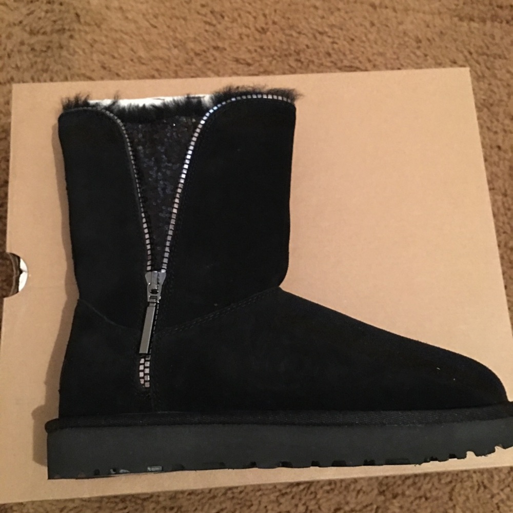 UGG Black Booties with Zipper Detail